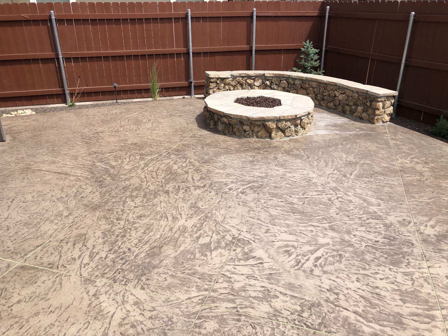 Stamped patio and fire pit